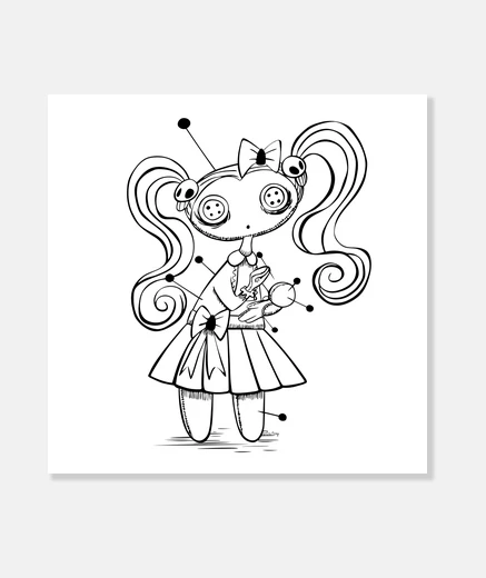 Stampa bambola voodoo - tela cuadrato