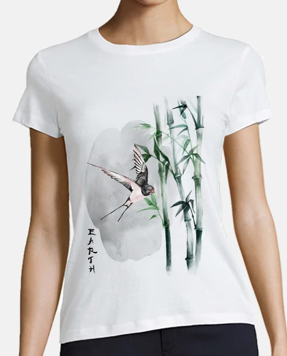 Tee-shirt bambou et terre d39hirondelles japonais