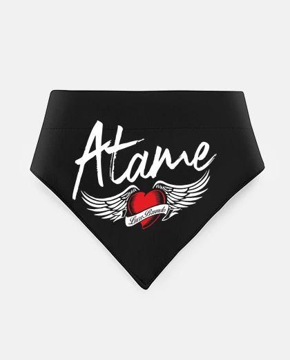Mascotas bandana for dogs and cats with white atame logo