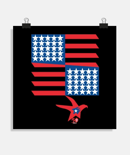 Póster bandera americana 50 stars