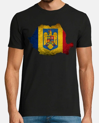 T-shirt bandiera della mappa della romania