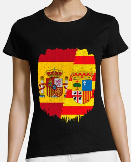 T-shirt bandiera della spagna e dell&#39;aragona spagnola e aragonese