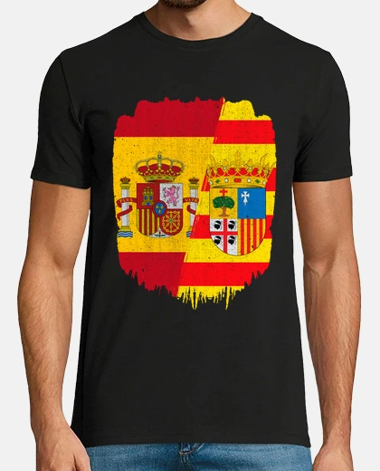 T-shirt bandiera della spagna e dell&#39;aragona spagnola e aragonese