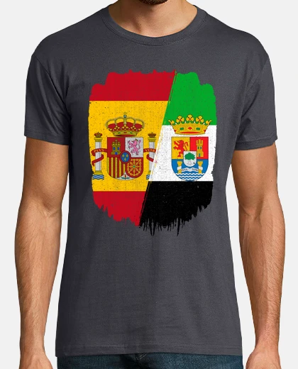 T-shirt bandiera della spagna e dell&#39;estremadura spagnola ed estremadura