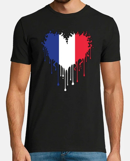 T-shirt bandiera francese francia cuore che sco