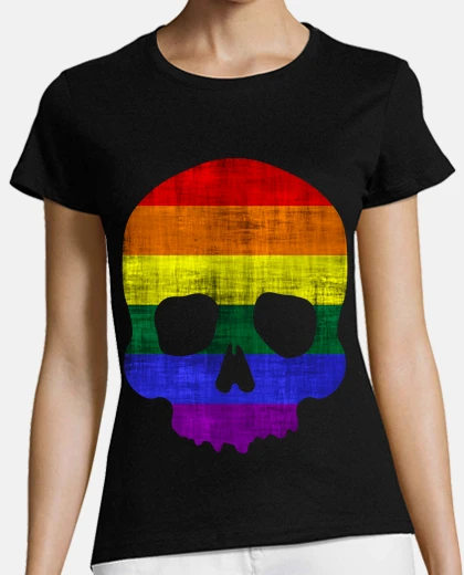 T-shirt bandiera rainbow skull