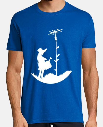 Camiseta Banksy chica regando antena (en blanco)