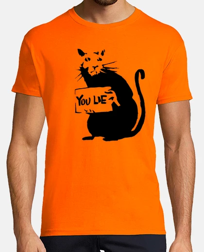 Camiseta Banksy rata mientes (you lie) (en negro)