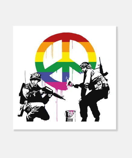 Wall banksy soldiers of peace lgtb