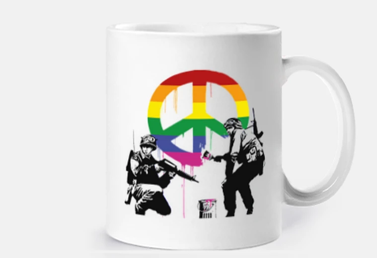 Cup banksy soldiers of peace lgtb