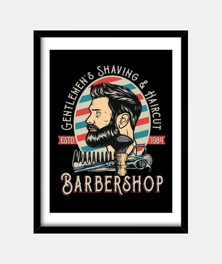Framed barber barber vintage retro style 1984 barbershop