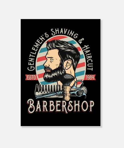 Wall barber barber vintage retro style 1984 barbershop