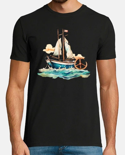 T-shirt barca in mare