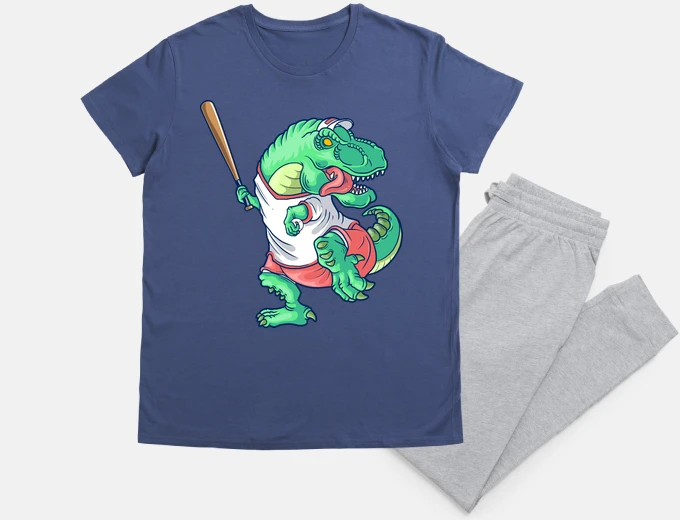 Pyjama baseball player t-rex dinosaur