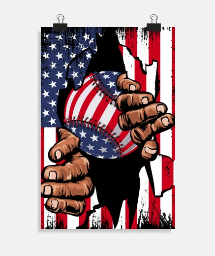 Poster baseball softball american flag