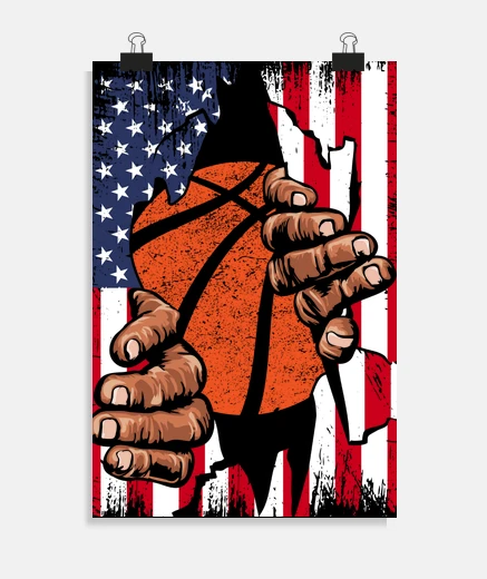 Poster Basketball Pallacanestro Bandiera USA