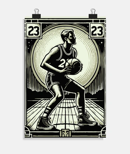 Poster Basketball Vintage Hoops Legacy