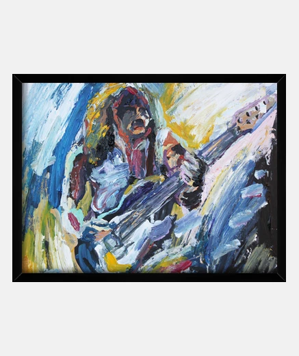 Framed bass guitarist