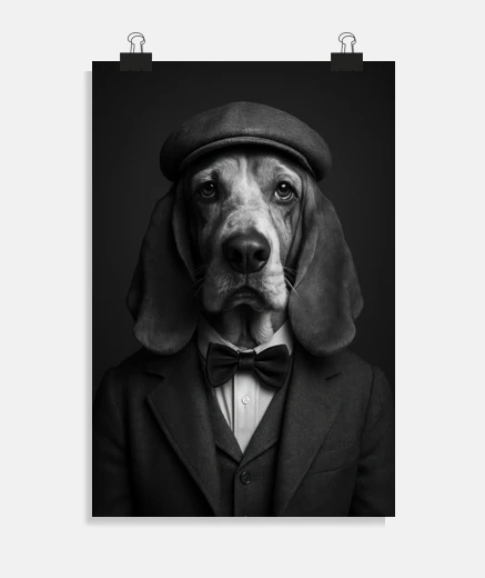 Póster Basset Hound con Gorra