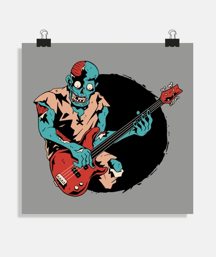 Poster bassista zombie, schiaffo basso .decorazione