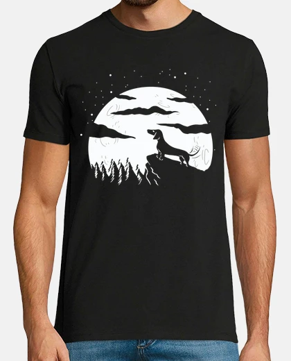 T-shirt bassotto notte magica luna piena cielo