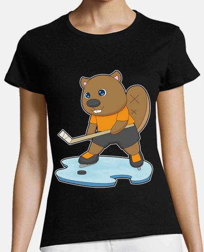 T-shirt bastone da hockey su ghiaccio castoro