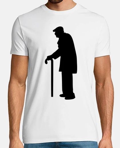 T-shirt bastone da passeggio del pensionato