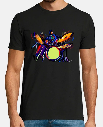 Playera batería Hombre, manga corta, negra, calidad extra