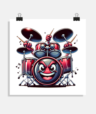 Póster bateria animada rockeraPóster bateria animada rockera  