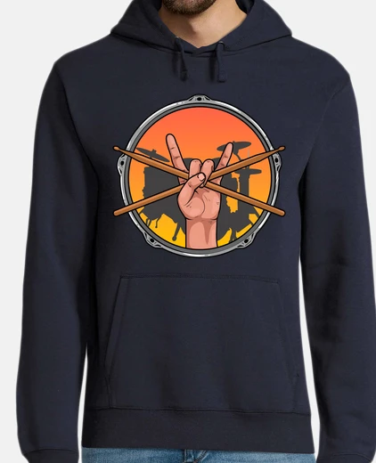 Sudadera Baterista Rock And Roll Mano Cuernos Batería Música Heavy Metal