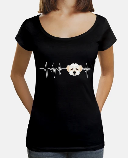 Tee-shirt battement de coeur de chien je maltais 