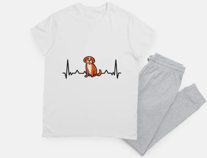 Pyjama battements cardiaque d un petit chien ,  électrocardiogramme gentil toutou , 