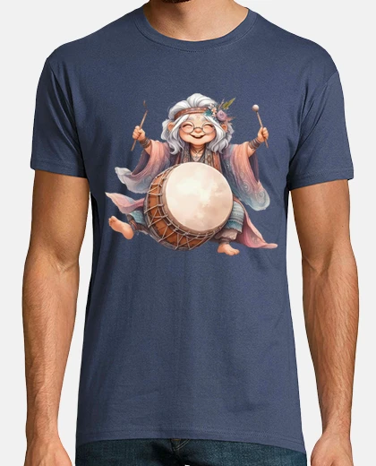 T-shirt batteria a percussione della nonna hippie da personalizzare