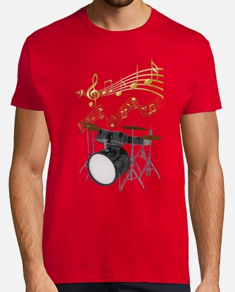 Tee shirt batterie avec not musique comme tostadora