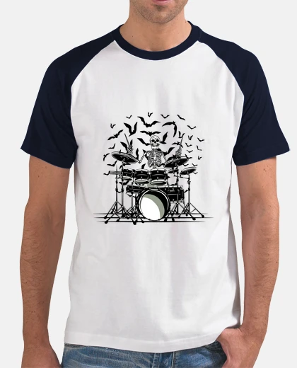 T-shirt batterista scheletro
