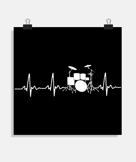 Poster battito cardiaco del batterista - idea regalo divertente