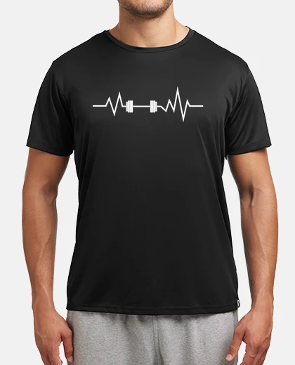 T-shirt battito cardiaco di sollevamento pesi a