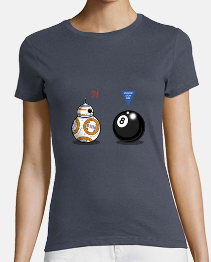 Playera BB8 meets 8 Ball Mujer, manga corta, gris oscuro, calidad premium