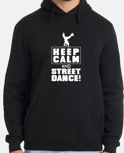Hoodie be calm and dance in the street, hip hop.