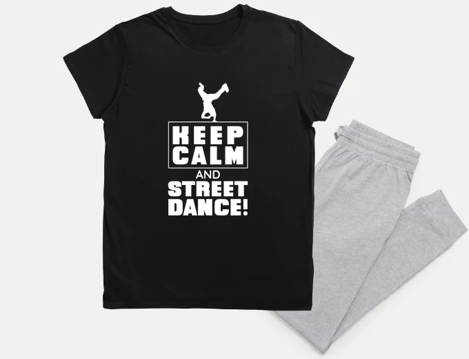 Pyjama be calm and dance in the street, hip hop.