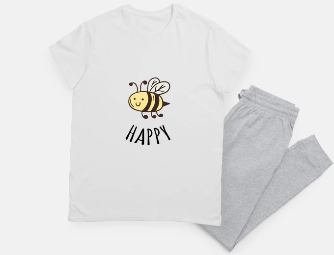 Pyjama be happy, bee happy, cool, zen,