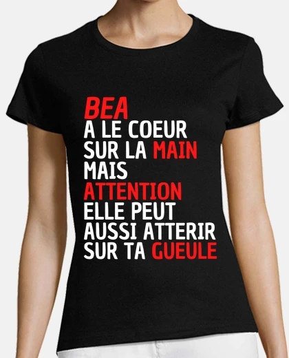 Tee-shirt Béa a la main sur le coeur attention