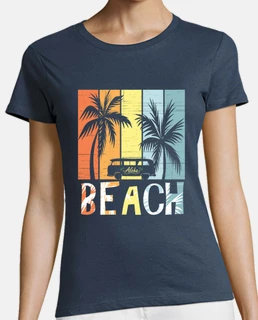 Beach Vintage Surf Van Palm Trees Hawai