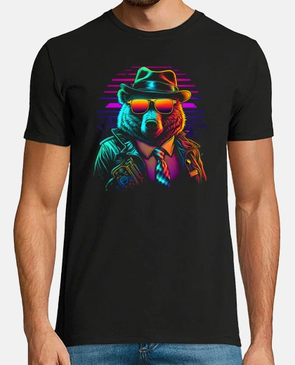 T-shirt bear neon glasses
