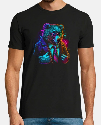 T-shirt bear neon glasses