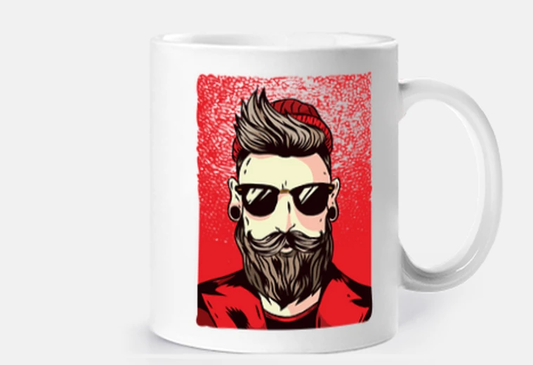 Cup bearded hipster mug