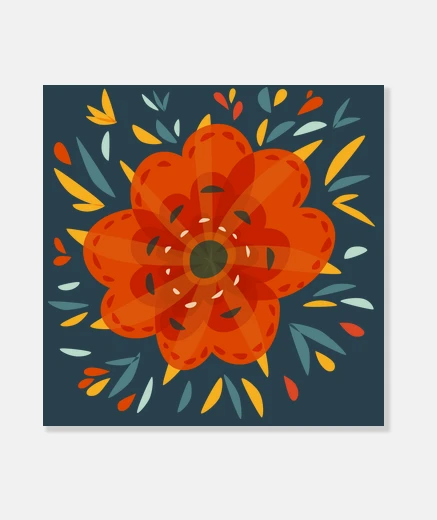 Wall Beautiful Decorative Orange Flower