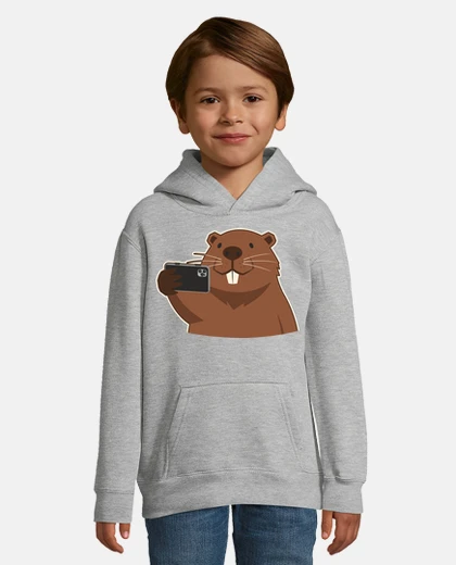 Children's Beaver Vlogger with a Smartphone