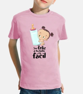 Bebe con biberon niña ser Feliz - camiseta niña