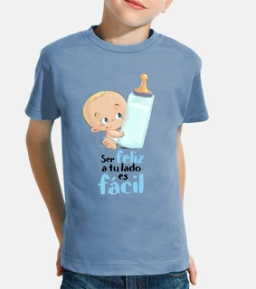 Bebe con biberon niño ser Feliz - camiseta niño